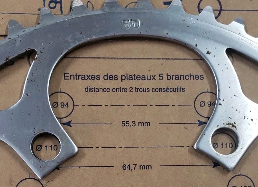 Vintage Steel 50 Tooth 110mm Bcd Chainring Silver 5 Bolt Retro Japan