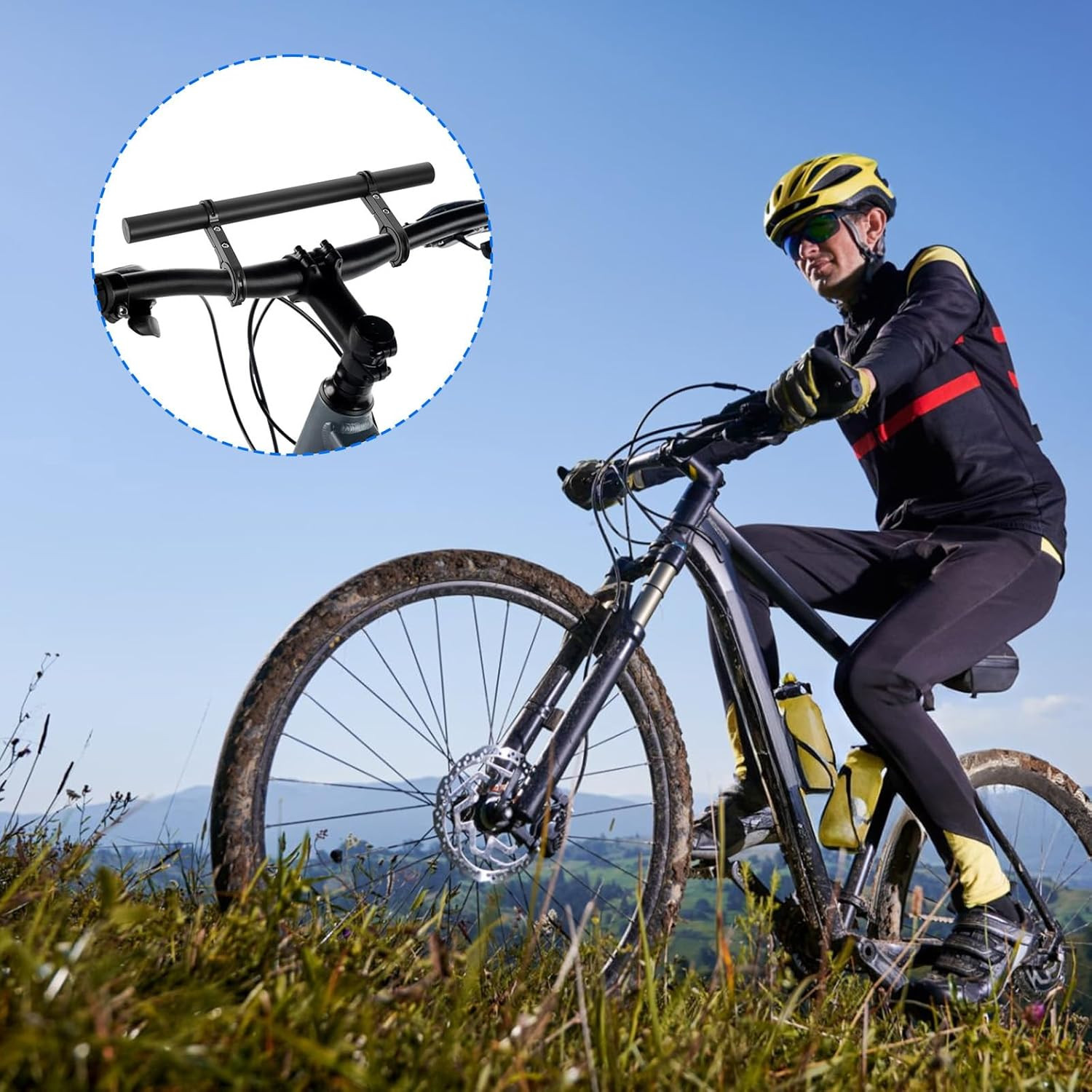Bike Double Handlebar Extender, 11.8″(30 Cm) Super Long Aluminum Alloy Cross Bar