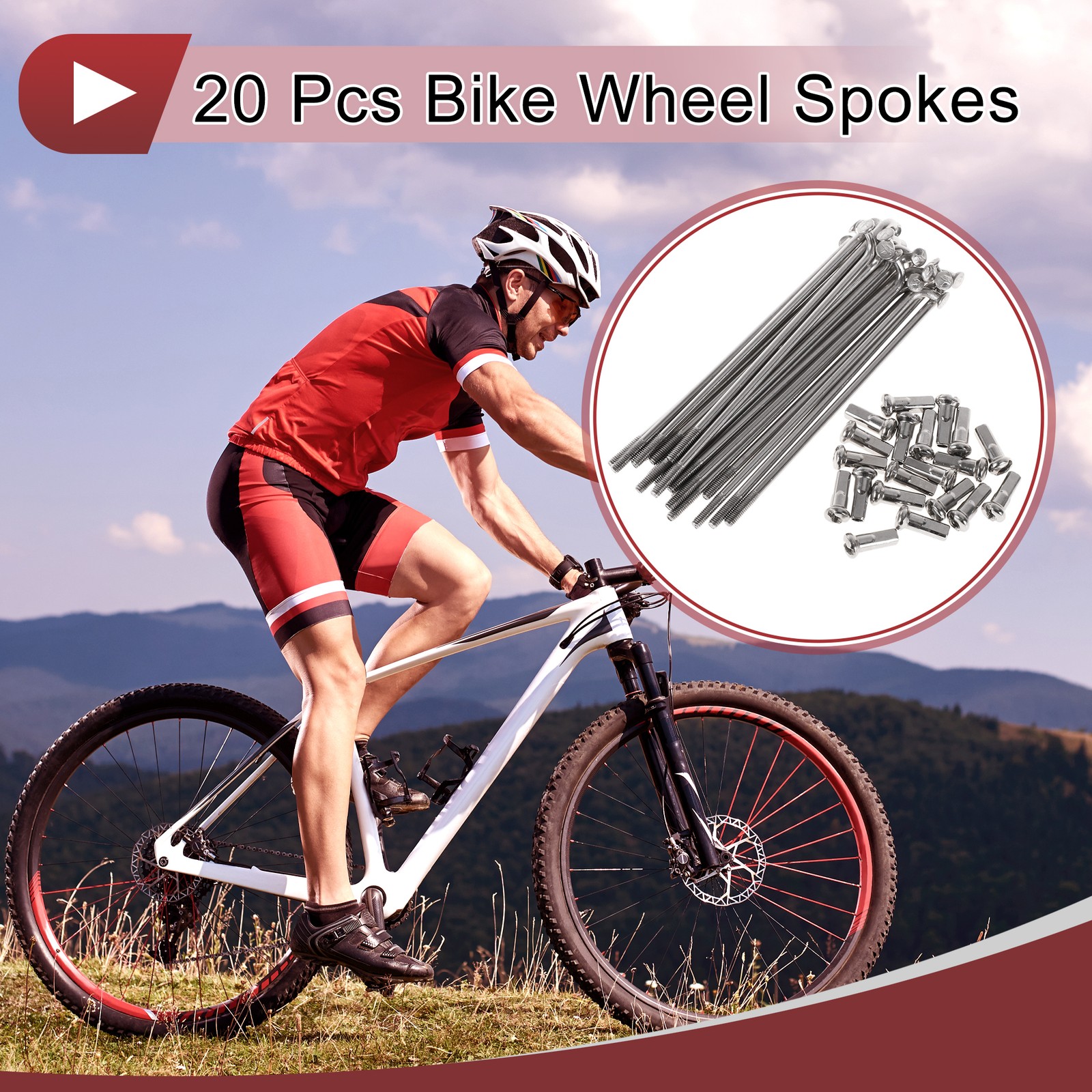 20 Set 13G Bicycle Spokes 78mm Bike Wheel Spokes 304 Stainless Steel Silver Tone