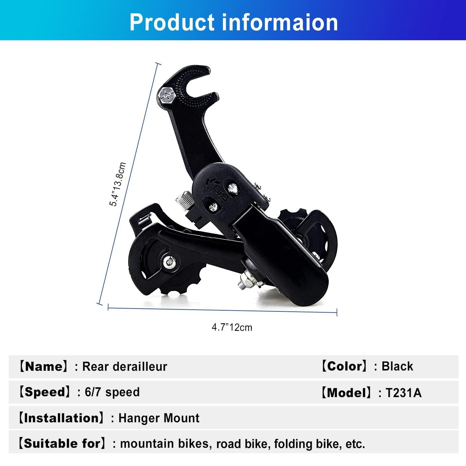 Rear Derailleur RD-TZ31-A 6/7 Speed Hanger Mount Suspension Rear Derailleur f…