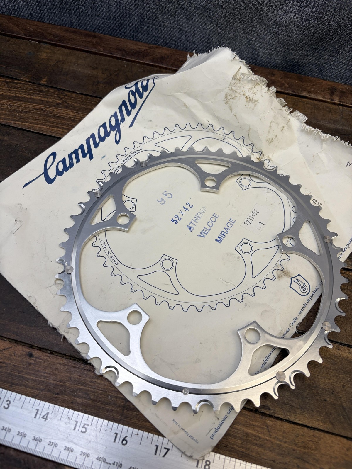 Vintage Campagnolo 52T Chainring 135 BCD NOS 5-Arm Silver Italy Athena Veloce