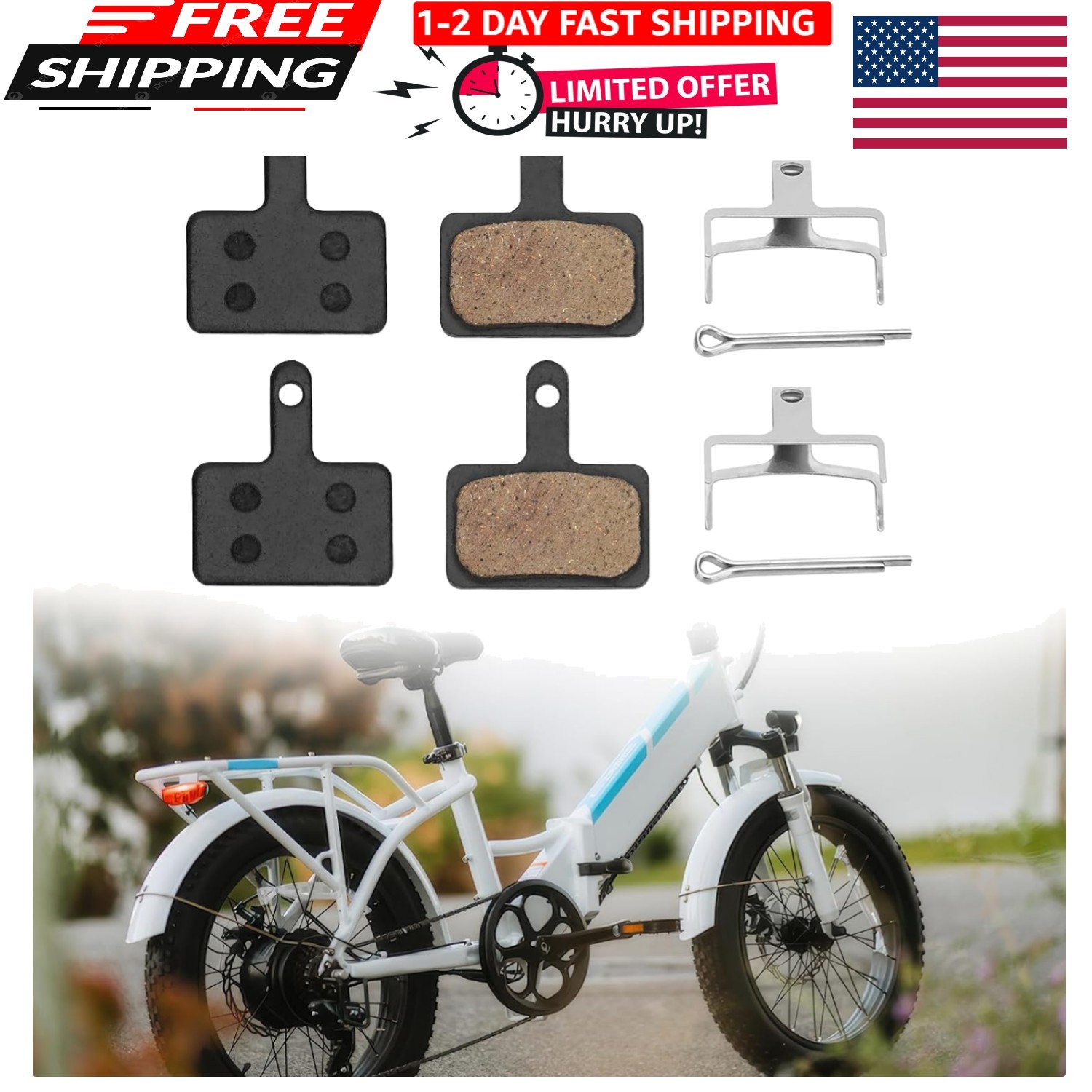 2pcs Semi-Metallic Brake Pads for Lectric XP 1.0/2.0/3.0 & Step-Thru