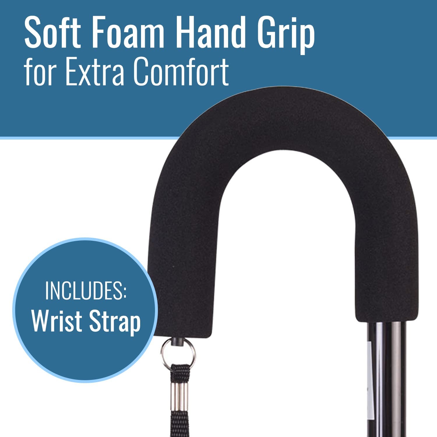 DMI Deluxe Adjustable Cane with Comfort Grip 1 Count (Pack of 1), Black
