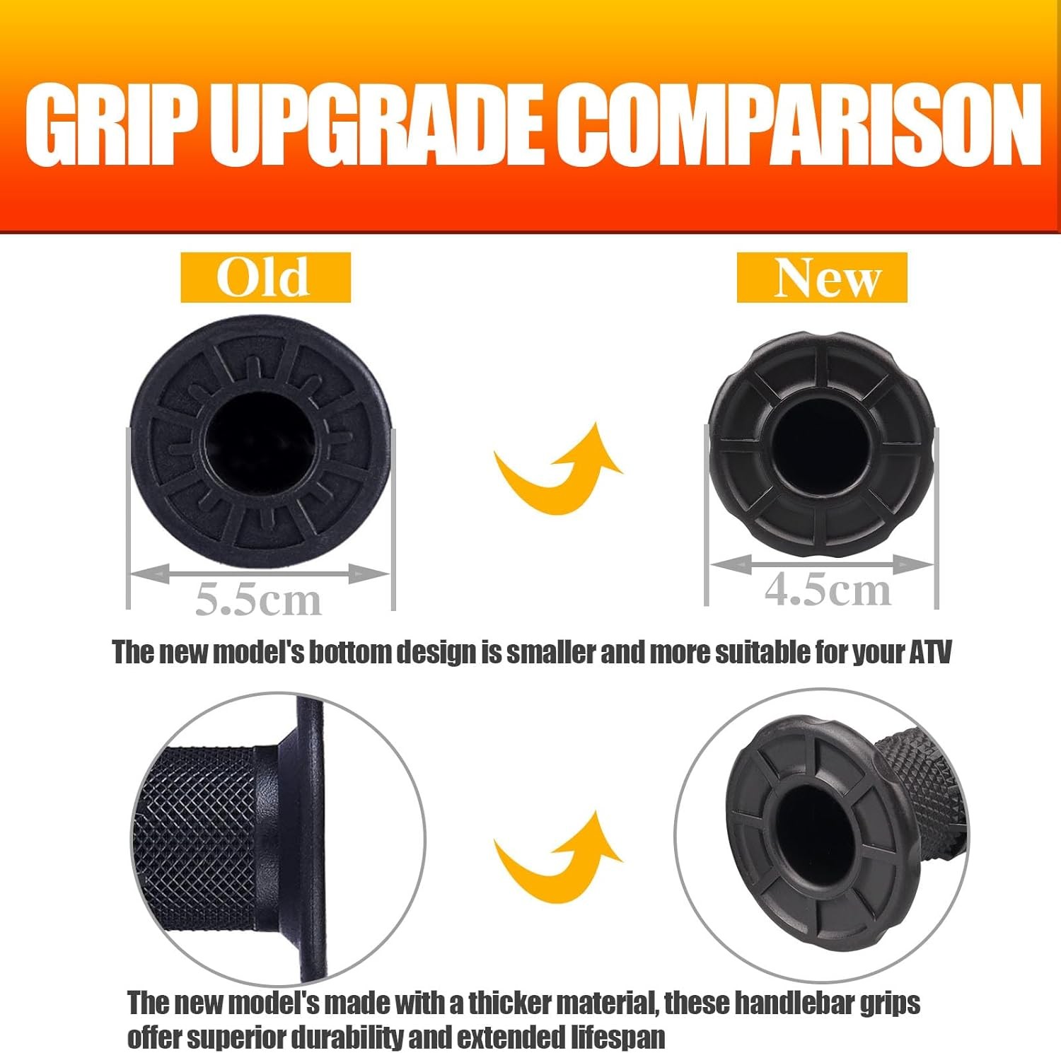 7/8” ATV Grips Upgrade Universal Handlebar Grips Soft Rubber Thu Color: Black