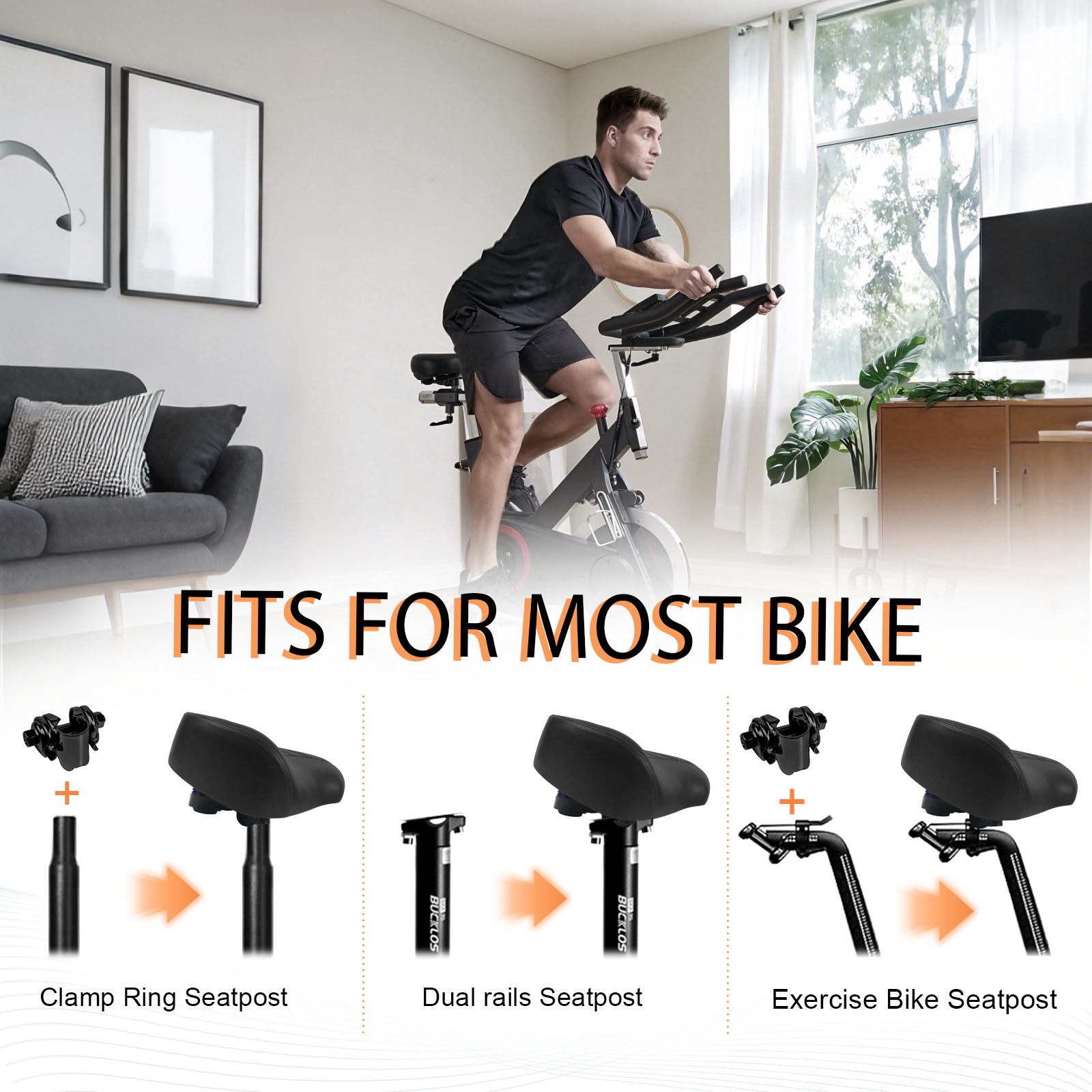 Oversized Comfort Bike Saddle Bicycle Seat Noseless Pad Shock Ergonomic Cushion