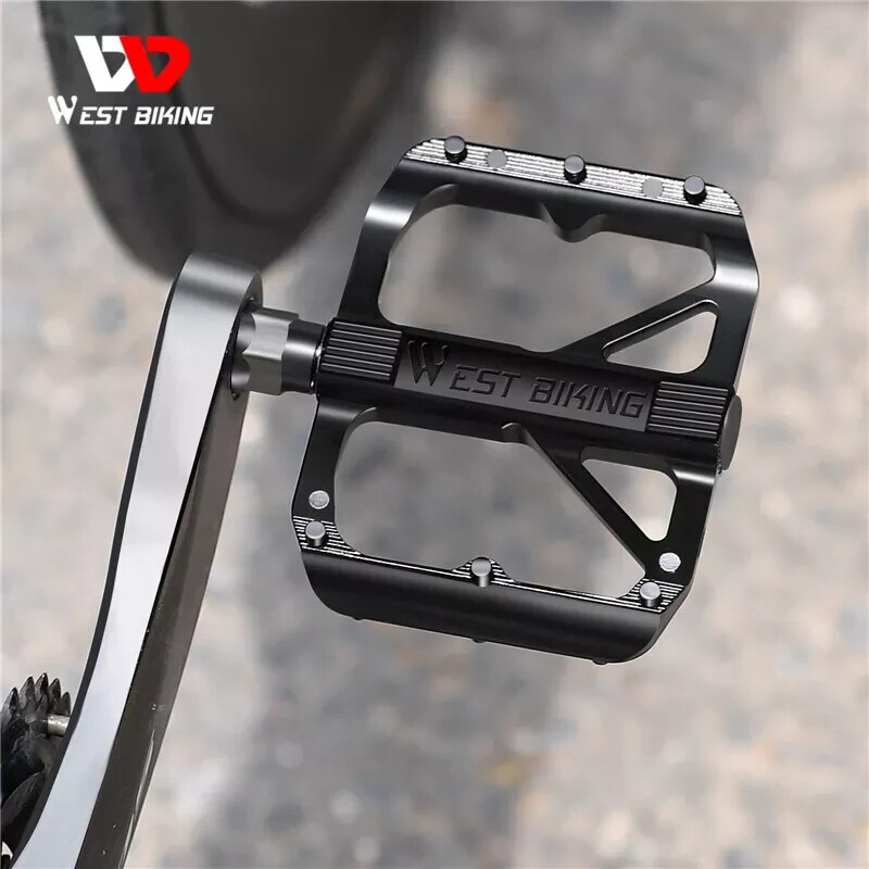 West Biking 9/16 Bicycle Pedals DU Bearing Aluminum Bicycle Pedals in Black