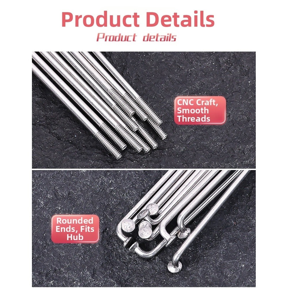 Stainless Steel Bike Spokes Set Of 10 For 26 Inch 275mm To 254mm Wheels