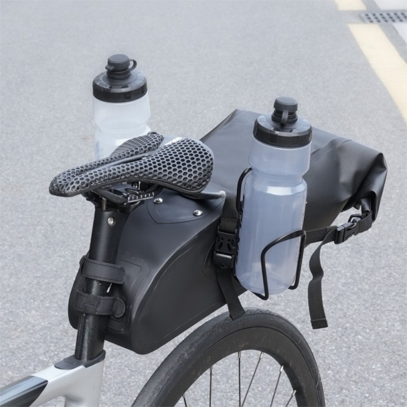 Stable Aluminum Rear Rack for Bicycle with Dual Water Bottle Holders and Mount