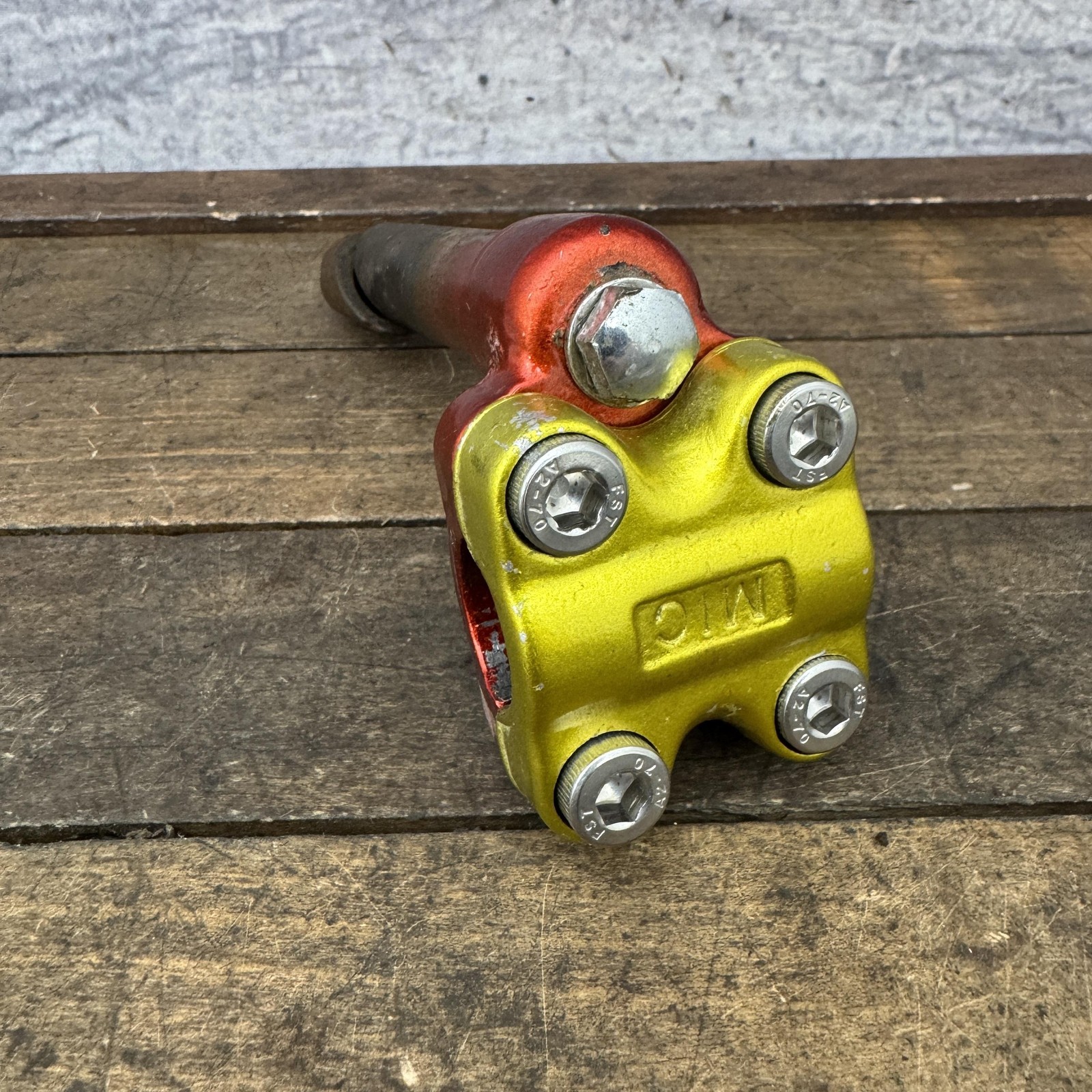 Vintage BMX Quill Stem Neck 21mm Red Yellow Painted Old School 70s 80s