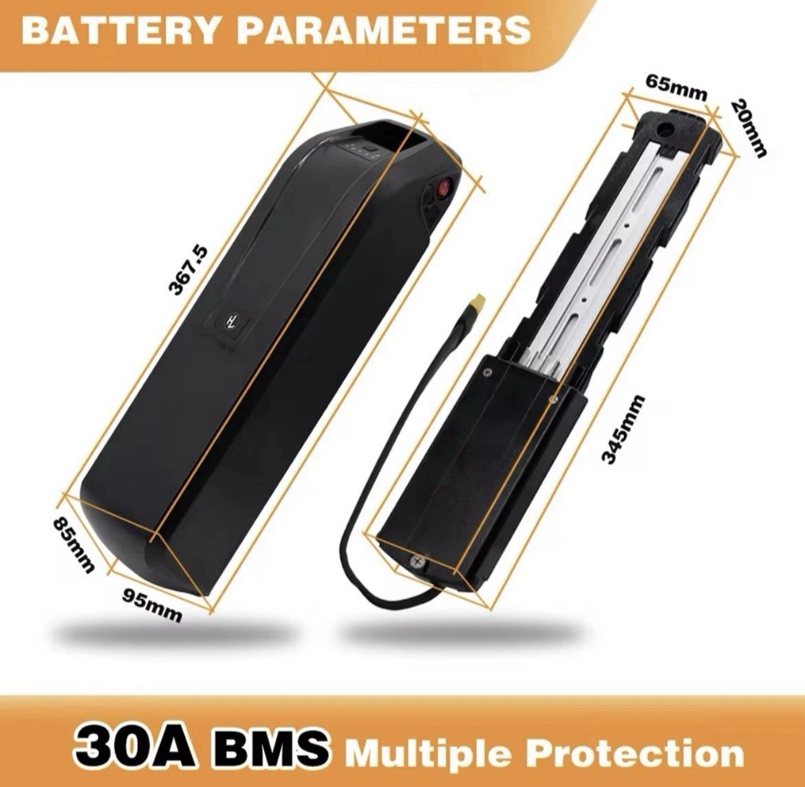 Hailong 36V 10Ah Ebike Battery, Compatible With 500, 750, 1000 Watt Ebikes