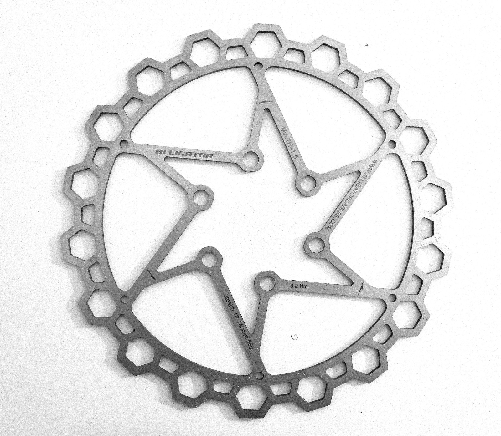 Alligator STEALTH DIAMOND Silver Disc Brake Rotor 160mm ULTRALIGHT 70g bolts