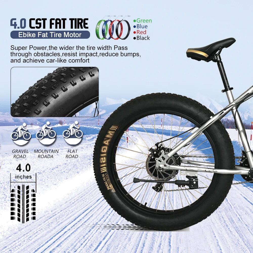 20 26inch Snow Fat E-bike Conversion Kit 36 48V 500W Rear Rotate Wheel Hub Motor