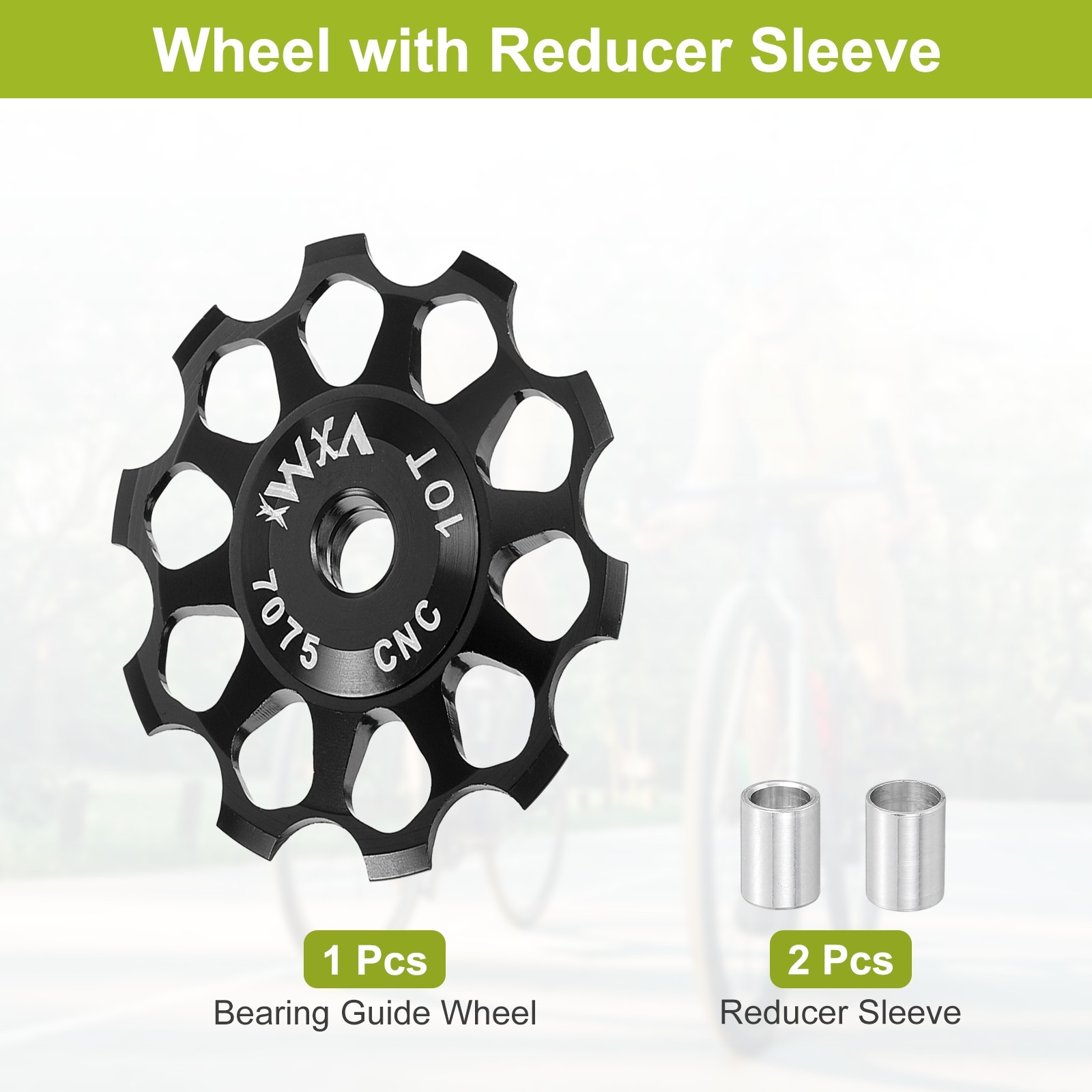 1 Set Bicycle Rear Derailleur Pulley 10T Ceramic Bearing Wheel, Black
