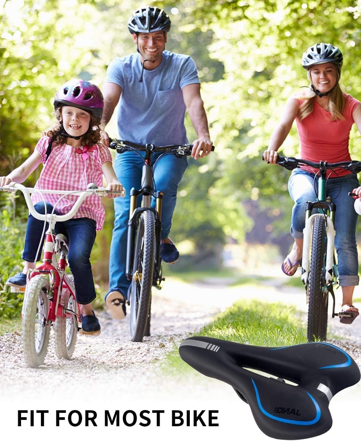 Mountain Bike Seat Bicycle Cushion Gel Pad Comfort Men Women Saddle Blue