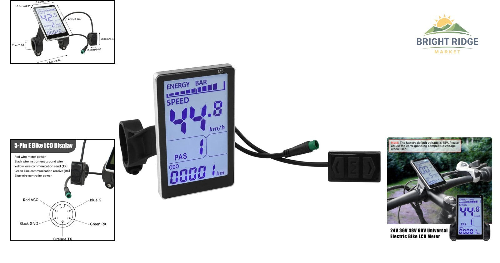 Electric Bike LCD Control Panel, Easy Install with Waterproof Connector Included