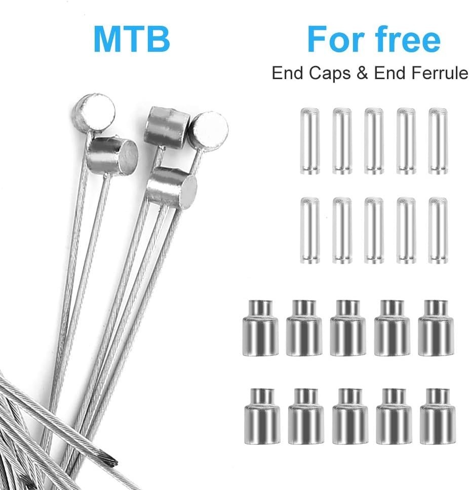 Professional Bicycle Brake Cable Kit – 10PCS with End Caps & Ferrules Included