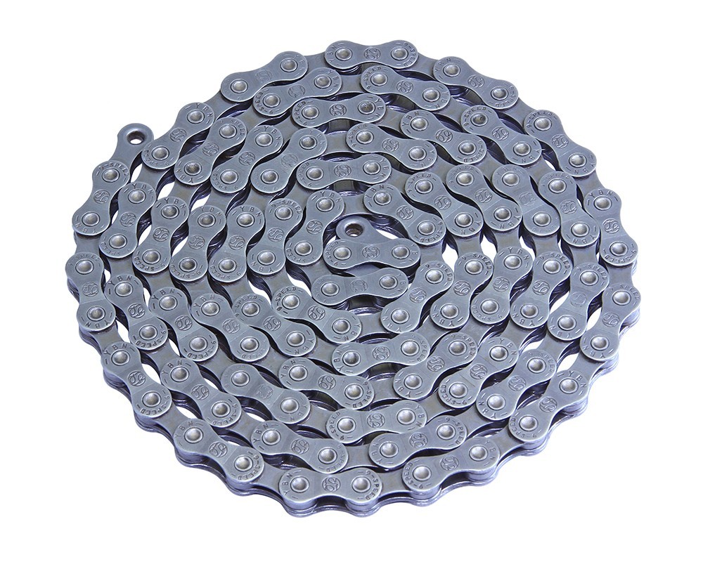 YBN S9 9 Speed Bicycle Chain 1/2 x 11/128 116 Link Chrome/Gray Steel Replacement