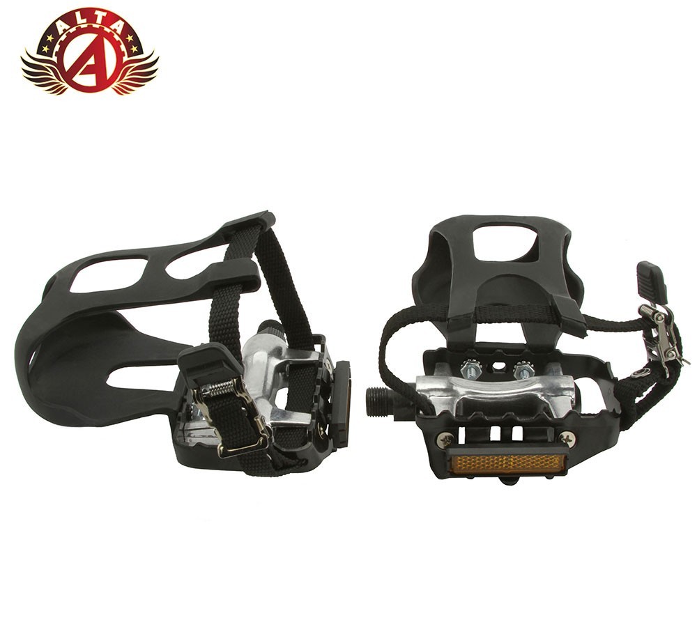 NEW! ALTA GENUINE ALLOY BICYCLE PEDALS WITH TOE CLIPS 9/16″ IN BLACK