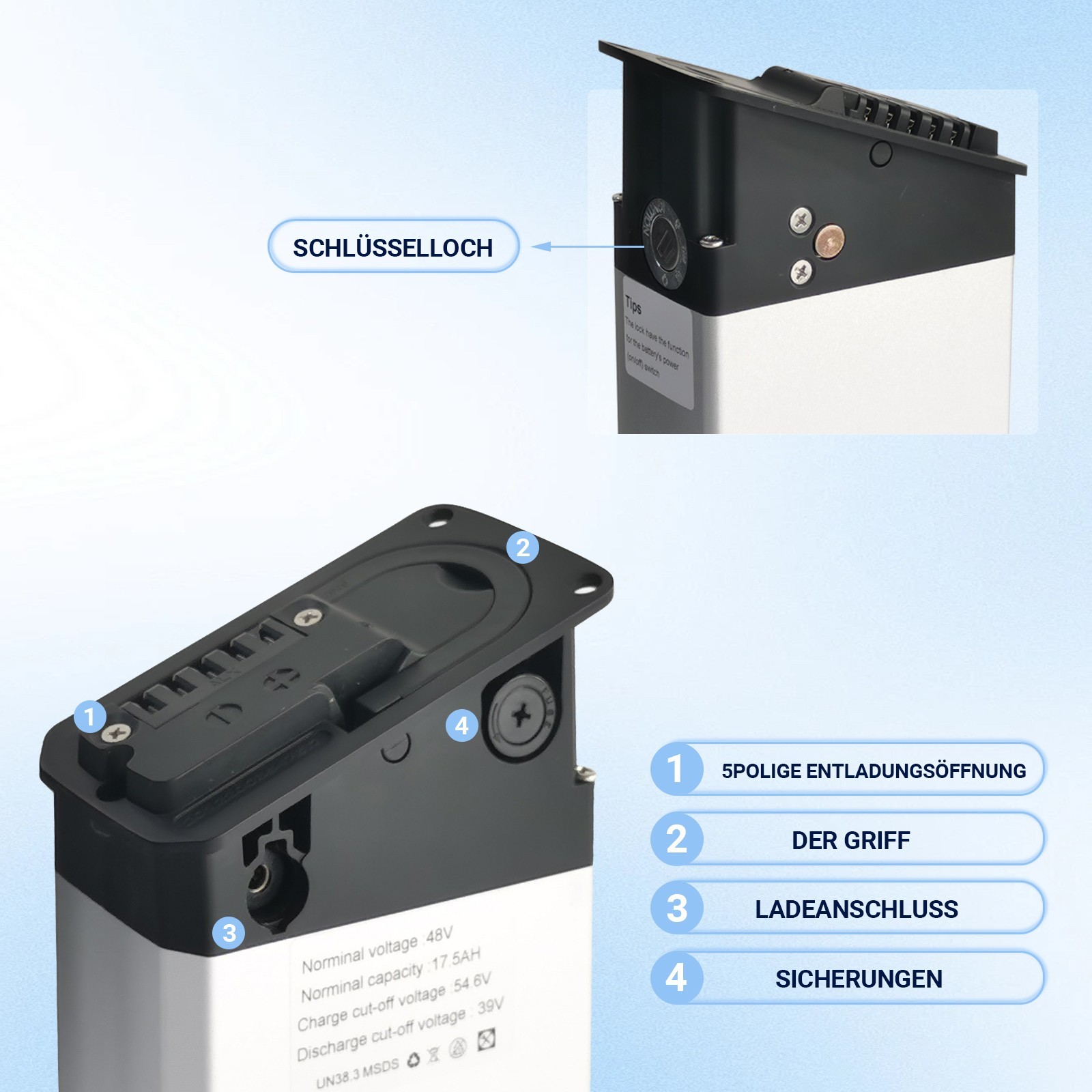 48v 14AH 17.5AH folding ebike battery for 750W MATE X foldable electric bike