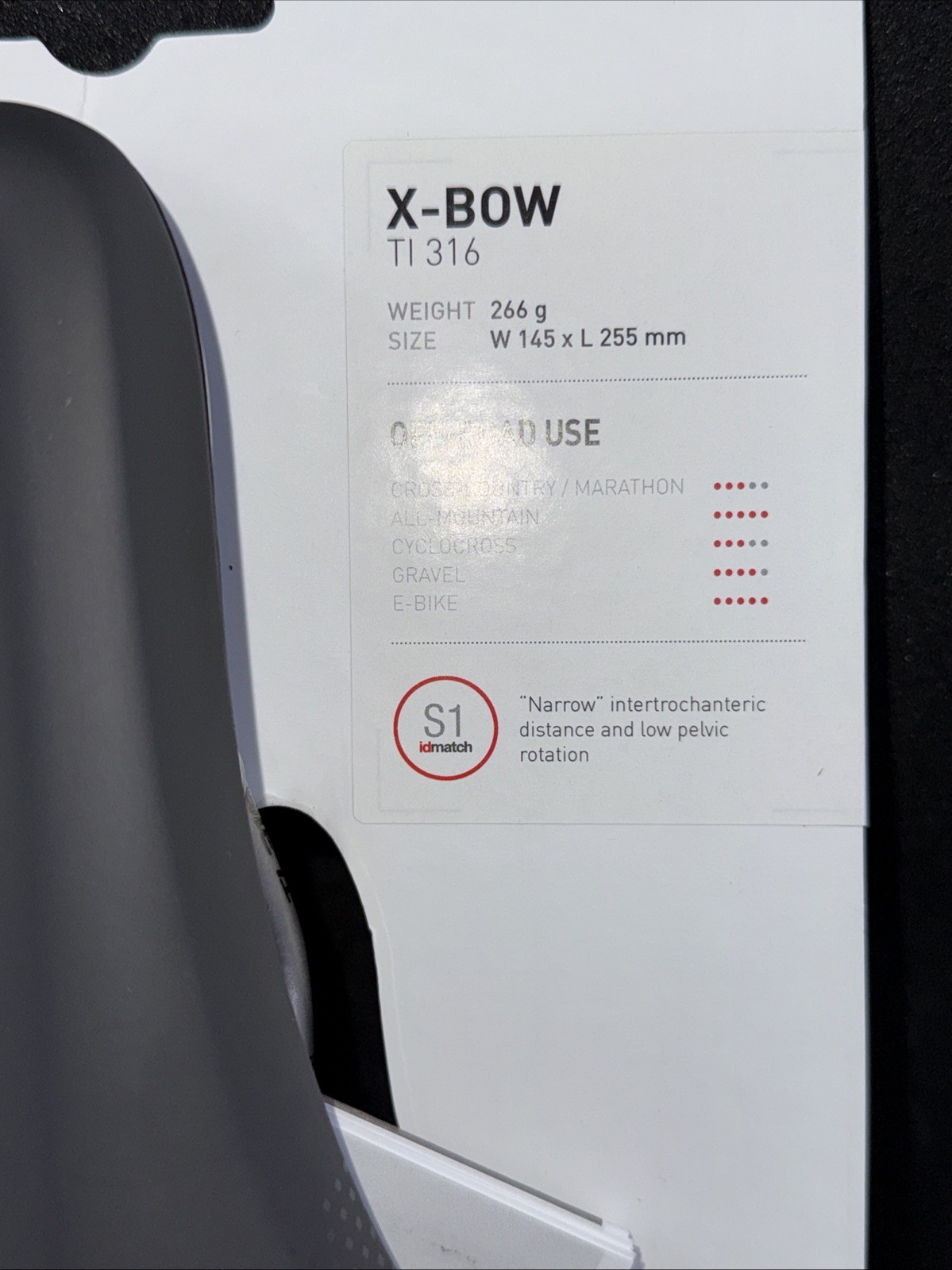 Selle Italia X-BOW Ti316 Rail Black S1 255mm x 145mm MSRP $120!