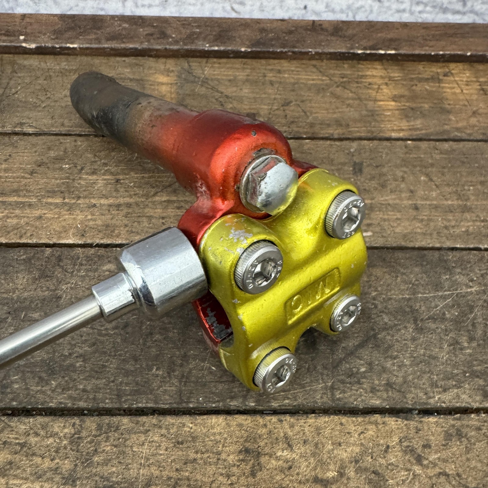 Vintage BMX Quill Stem Neck 21mm Red Yellow Painted Old School 70s 80s