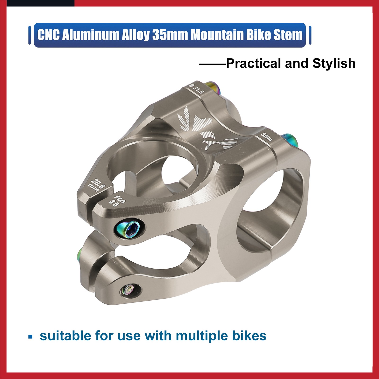 Aluminum Alloy 35mm Mountain Bike Stem Cycling Handlebar Stem Titanium Tone New