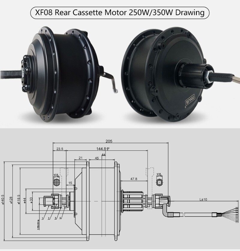 36V 48V 250W 350W 500W Electric Bike Front Rear Wheel Drive Brushless Hub Motor