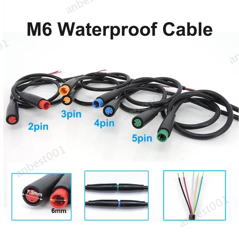 M6 6mm 2 3 4 5 Pin Waterproof Solar Panel Plug Signal Sensor 26CM Cable