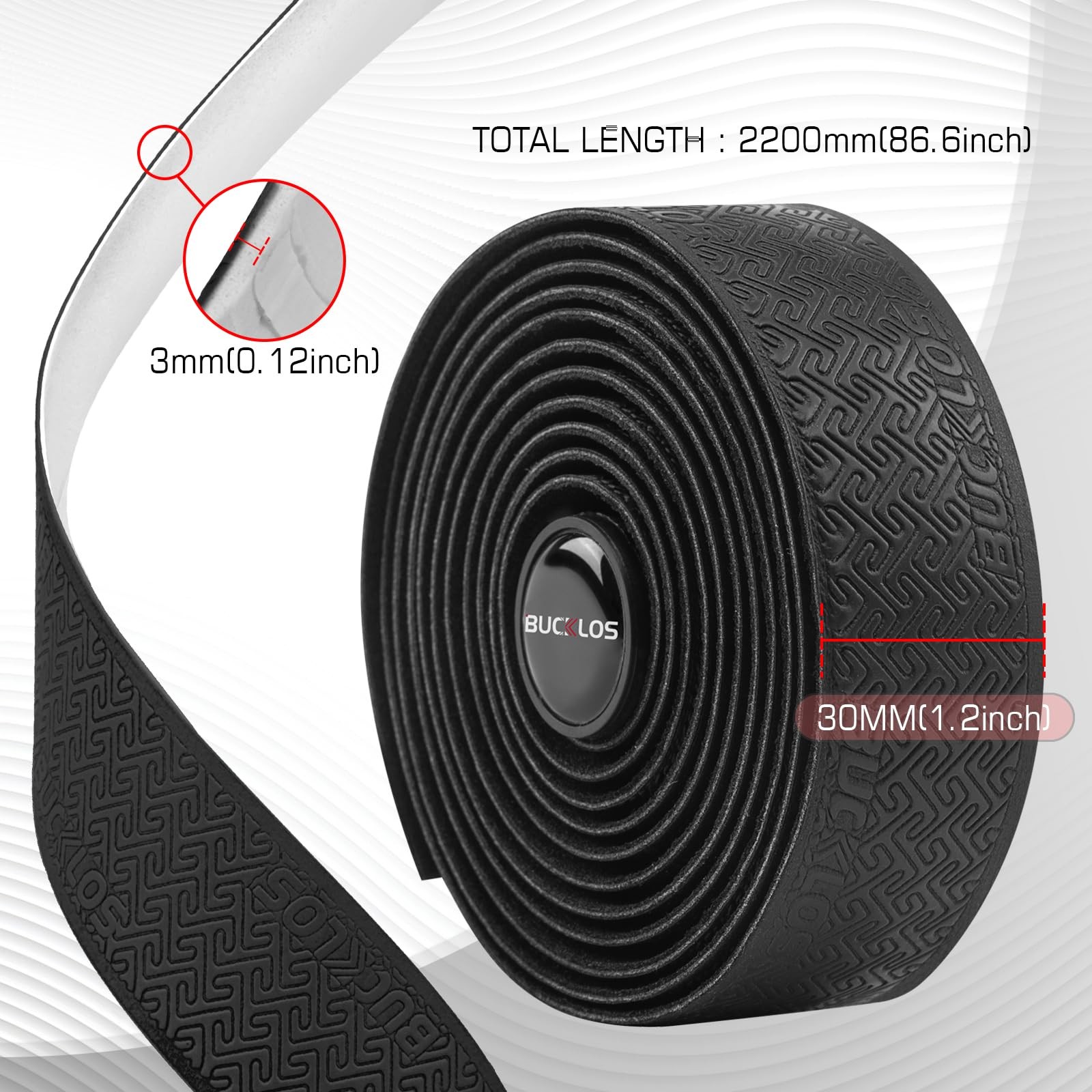 BUCKLOS Bike Handlebar Tape 86.6 inches x 1.18 x 0.11 inches, Black