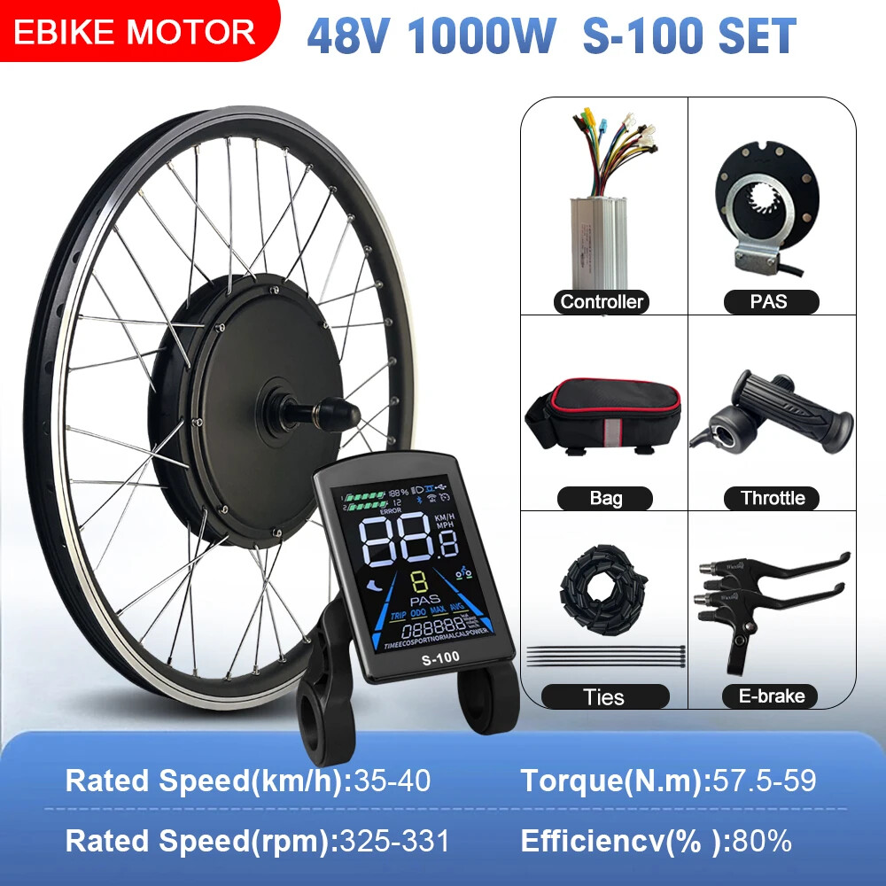 MTB Electric Bike Conversion Kit 48V 1000W Brushless Rear Rotate Hub Motor Wheel