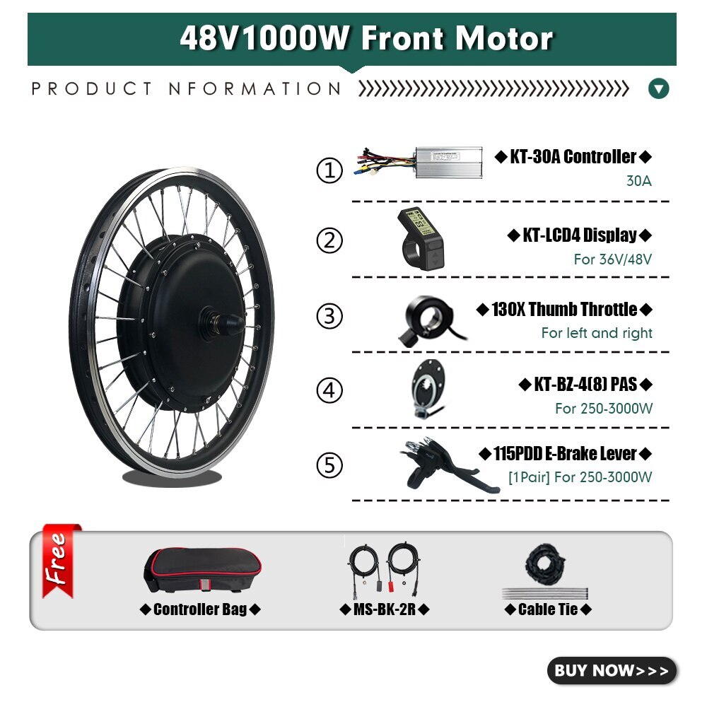 Ebike Conversion Kit 36V 48V 350W 500W 1000W 1500W Front/Rear Hub Motor Wheel