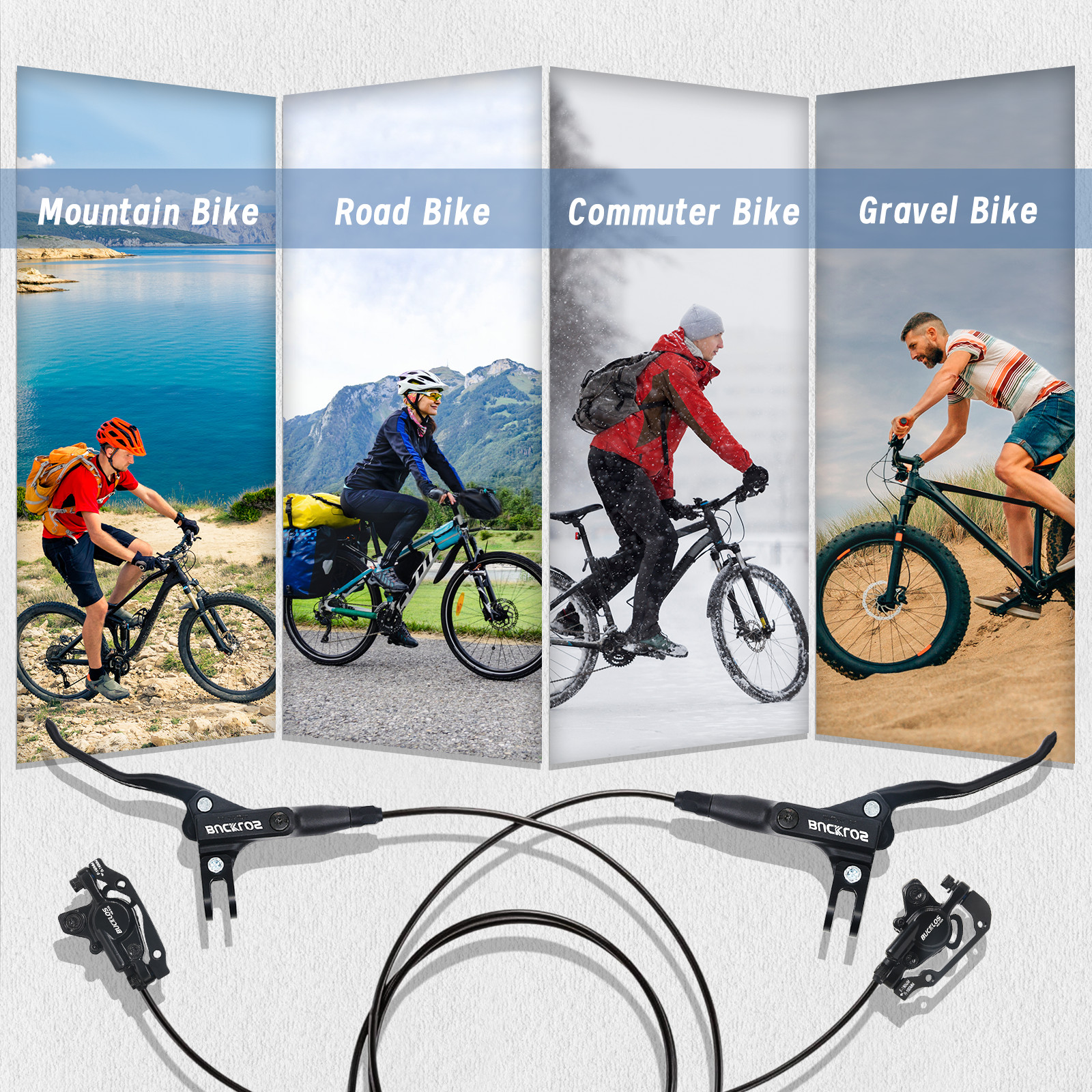 MTB Bicycle Disc Brake Hydraulic Left Front&Right Rear Caliper Lever 160mm Rotor