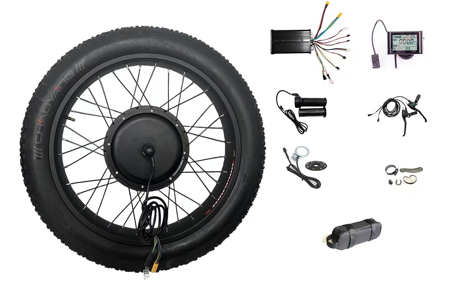 Ebike 48V 1500W 24″ Fat Tire Front Wheel Conversion Kit,Hub motor with sw900 LCD