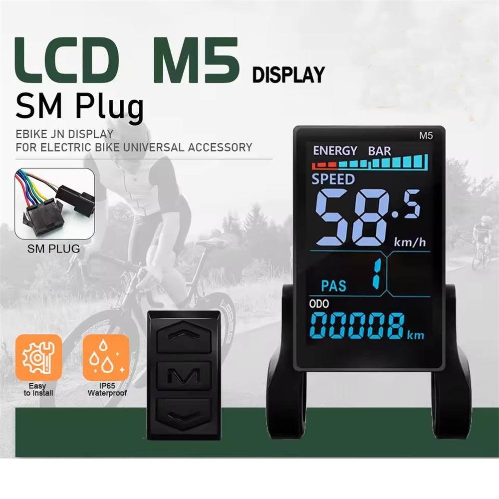 Electric Bike Speed Meter M5 LCD Display Panel Screen 24V 36V 48V 52V 60V 72V.