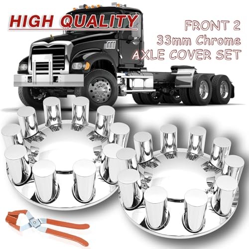 33mm Chrome Front Axle Wheel Cover Set for Semi Trucks ABS Standard-ACN35