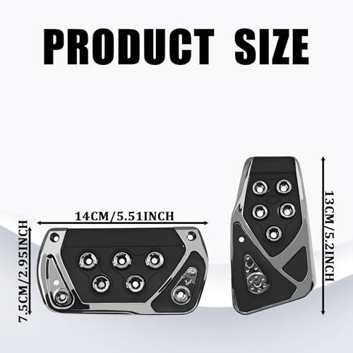 2PCS Car Pedal Covers 2.55In x 5.11In Automatic Transmission Gas and Black