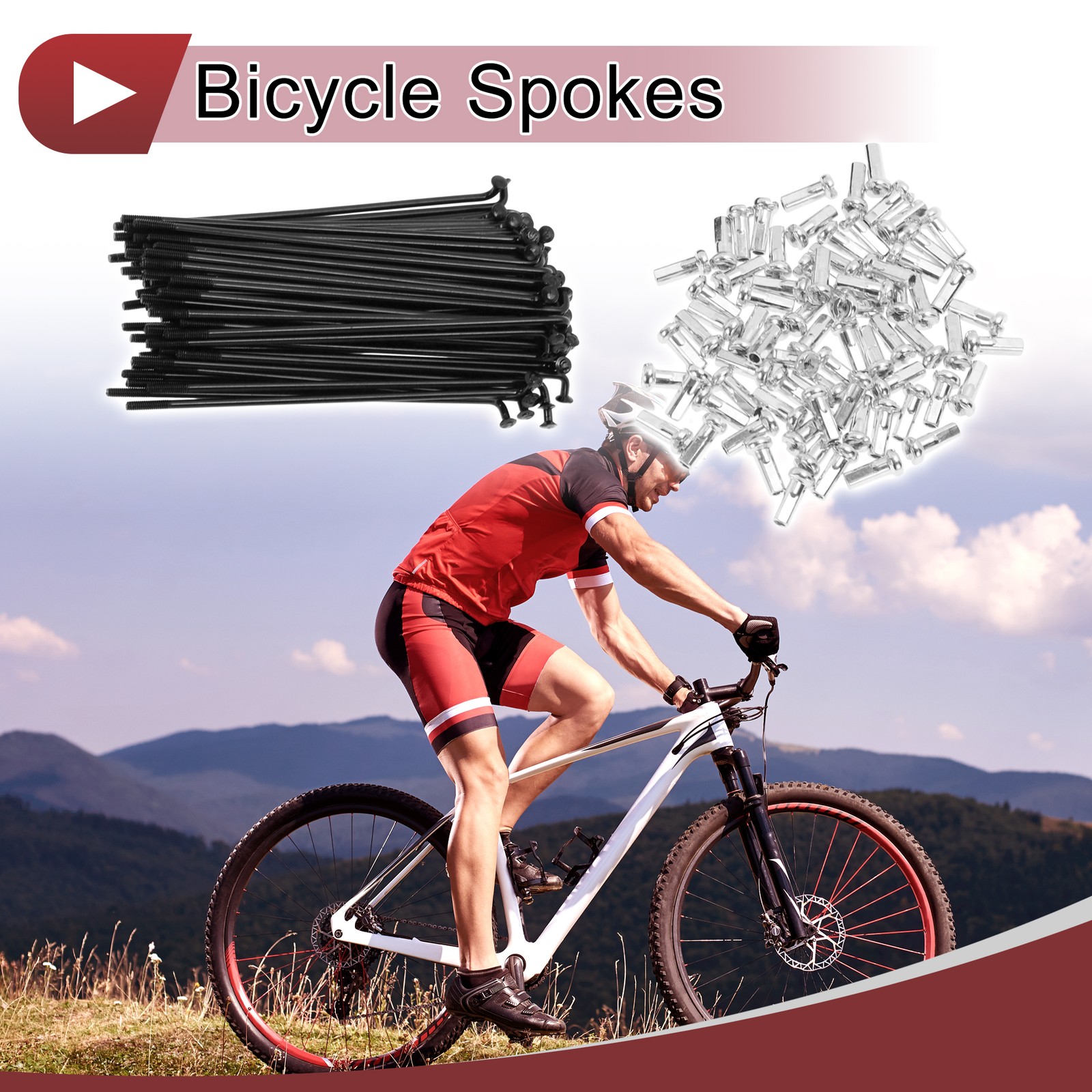 72 Set 14G Bicycle Spokes 88mm Bike Wheel Spokes Carbon Steel Black