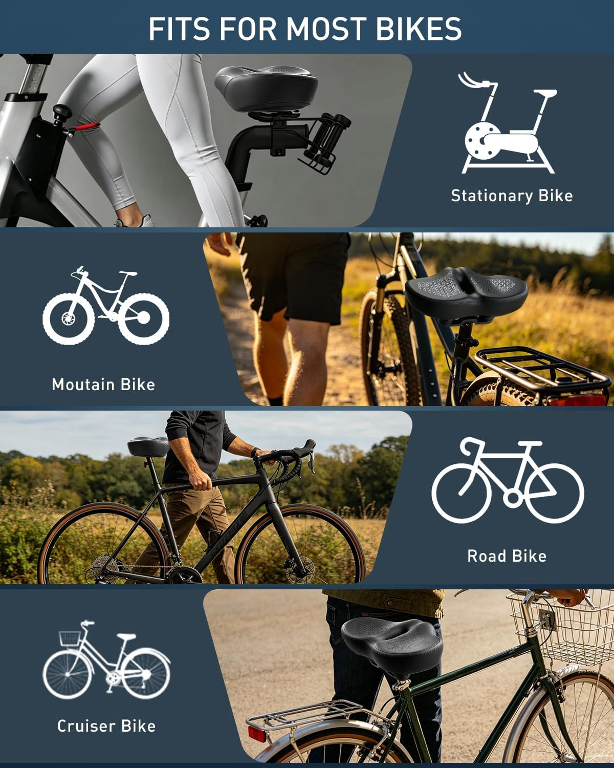 Noseless Oversized Bike Seat for Men & Women, 2026 Upgrade Comfortable Extra Wid