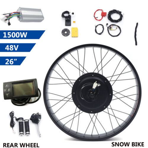 26″ Rear Hub Motor LCD E-Bike Electric Bicycle Conversion Kit Fat Tire 48V 1500W