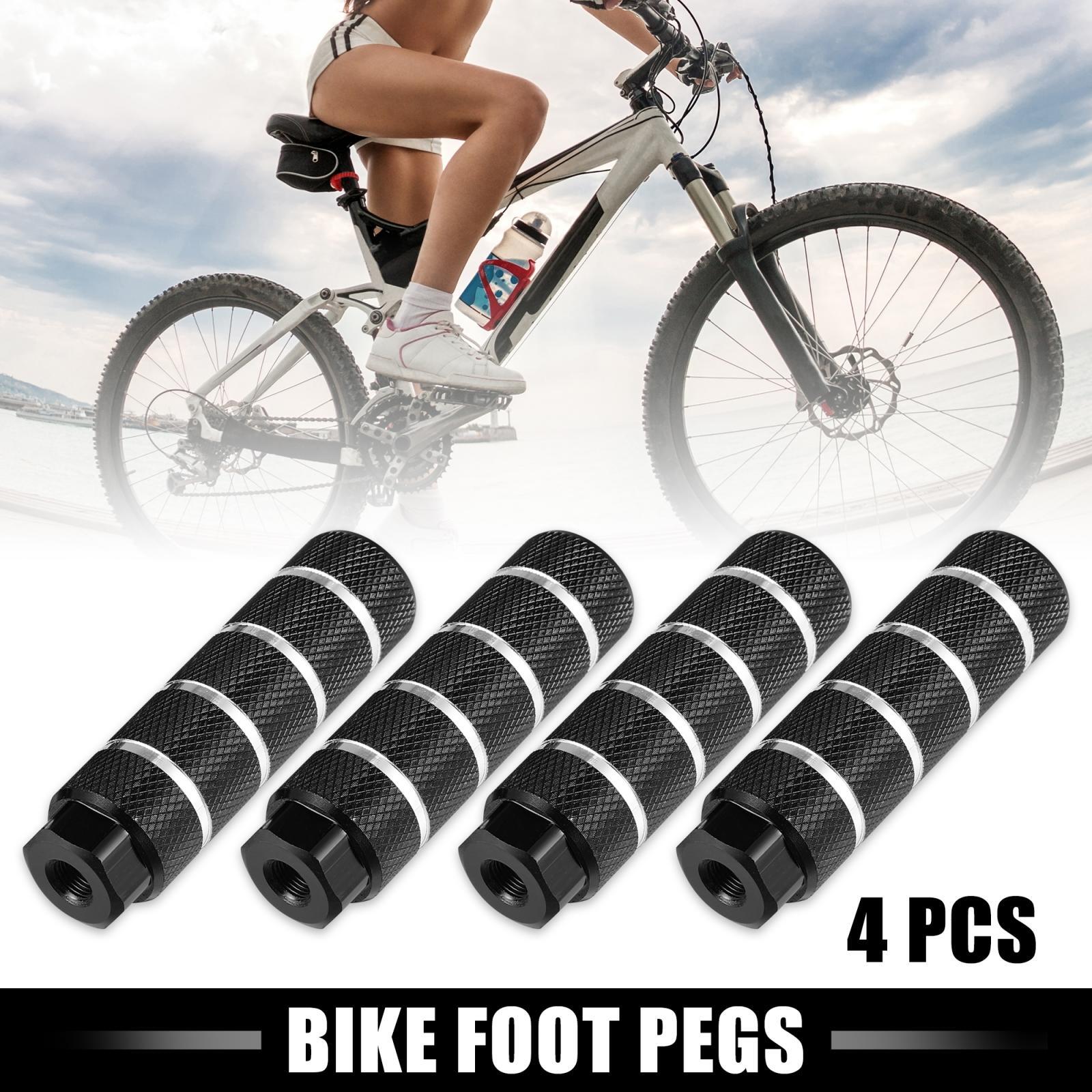 4pc Aluminum Alloy Rear Foot Pegs Black for BMX MTB Bike Fit 3/8 inch Axles