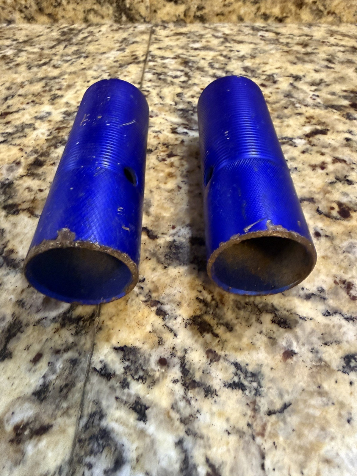 TWO VTG BMX Screw On Axle Pegs • Wheelie Pegs 3/8-14mm Blue