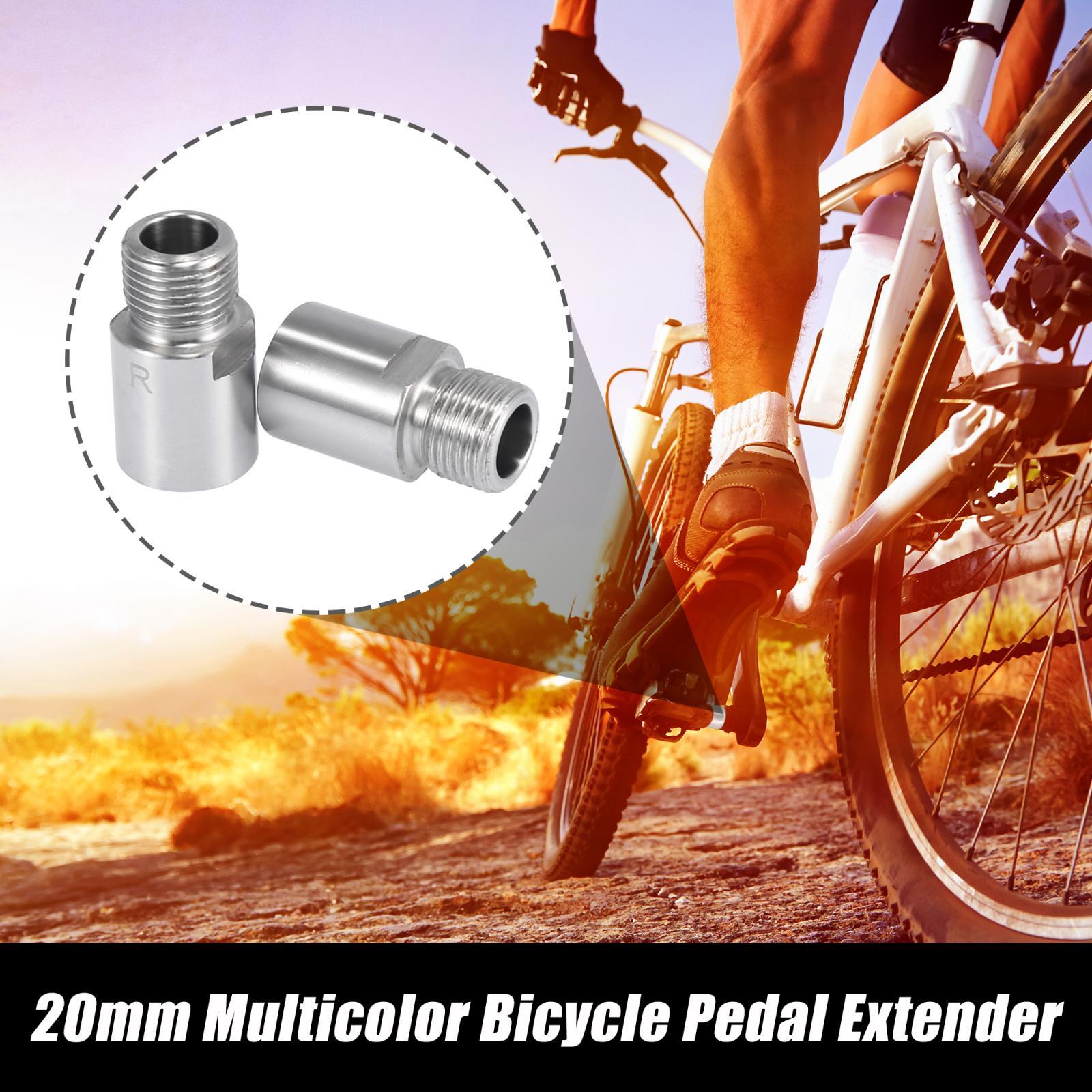 1 Pair Silver Tone Bicycle Pedal Extender Adapter 20mm for 9/16″ Cranks Bike