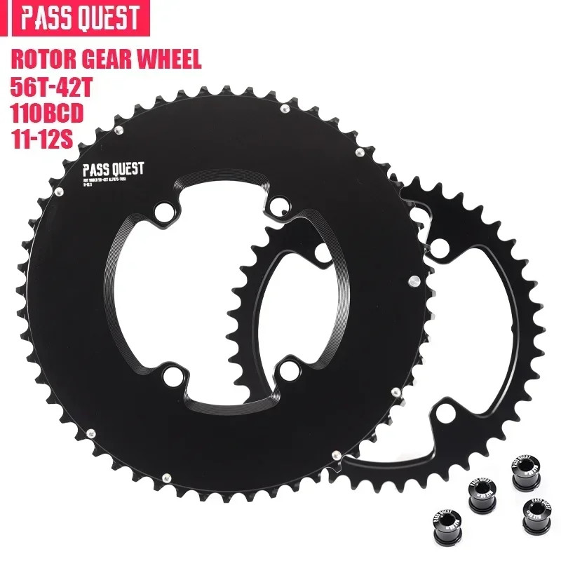PASS QUEST 110 BCD Double Chainring for ROTOR VEGAST ALDHU Road Bike Crown