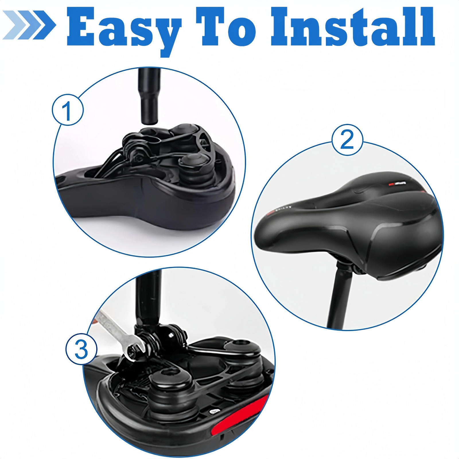 Black Wide Big Bum Bike Bicycle Saddle Seat Gel Cushion Sporty Soft Comfort Pad