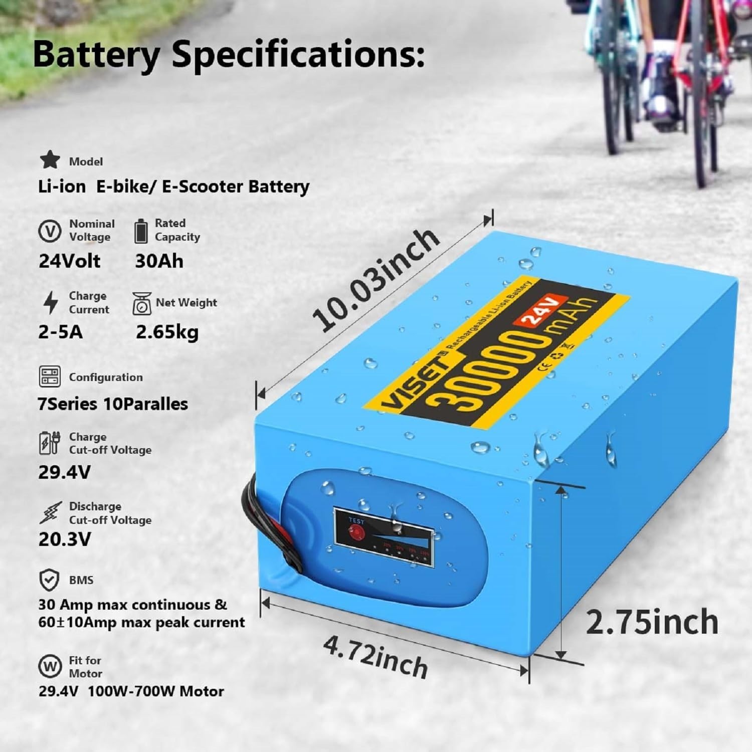 24V 30Ah Ebike Battery Lithium ion Battery for 100W-700W Electric Bicycle