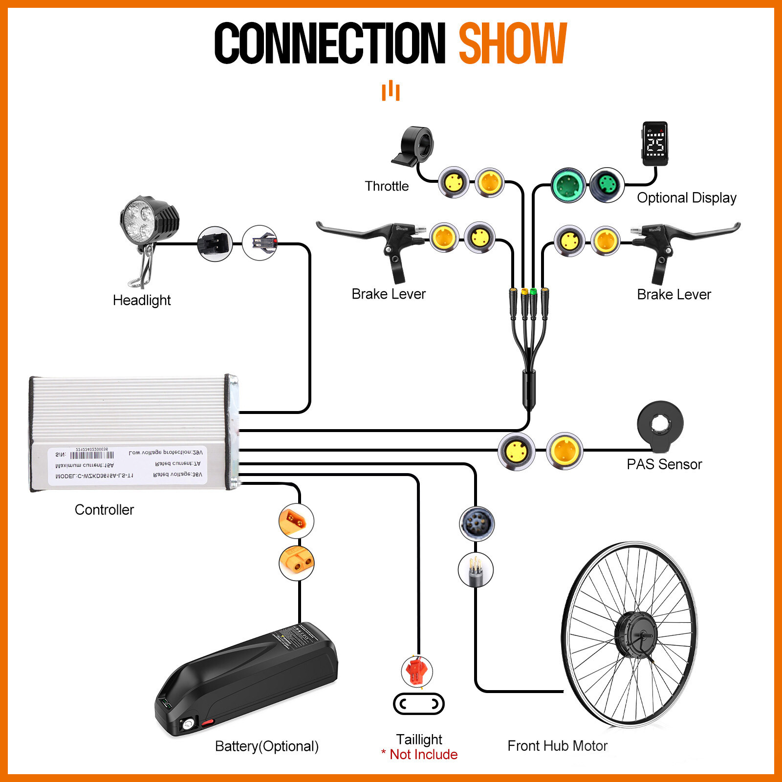 For 20“/26″/700C Wheel 48V 500W Front Hub Motor Electric Bike Conversion Kit