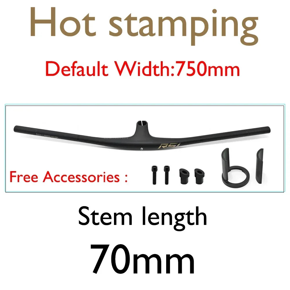 Full Carbon MTB Bicycle Integrated Cockpit Handlebar 13° Stem 70/80/90mm*750mm