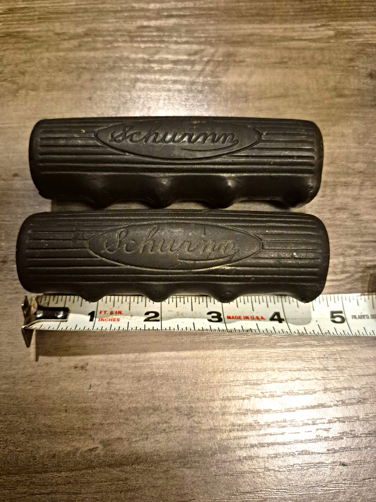 Schwinn Used Black Rubber Bicycle Grips Pair (2) 4.5in Post War as is.
