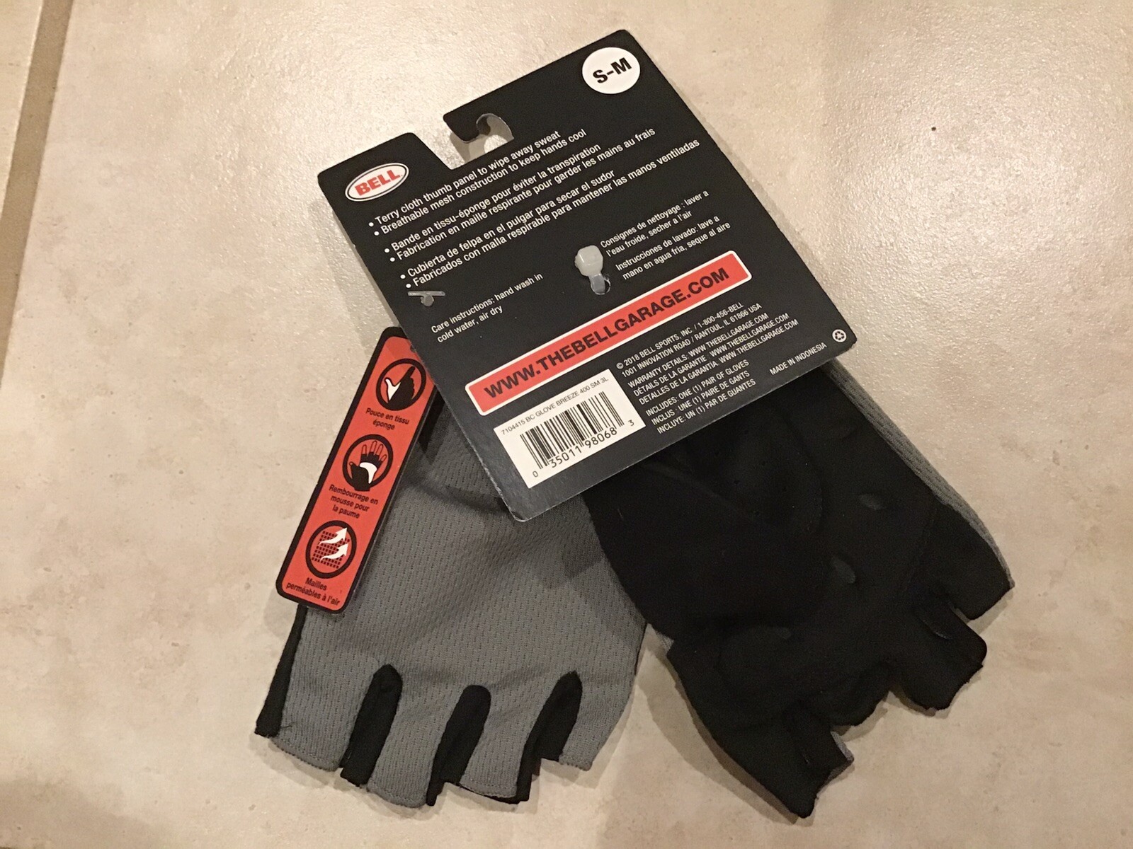 Bell Breeze 400 Neoprene Bike Cycling Gloves Small/Medium Black Gray Half Finger