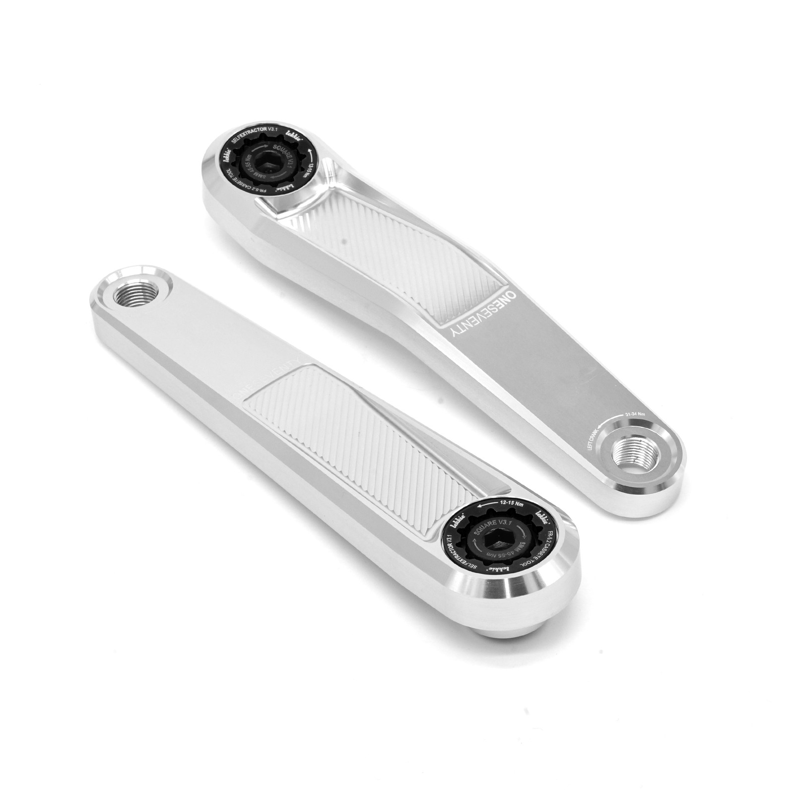 Buzz Bar Ebike Cranks – Left Offset Square Drive 170mm – Silver-Black V3.1